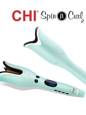 ✨ Luxe CHI Spin'N'Curl Ceramic Rotating Curler LIMITED Teal Blue Aqua Green NEW!